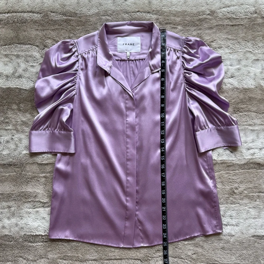FRAME Gillian Stretch Silk Blouse in Lilac Size S - Picture 11 of 16